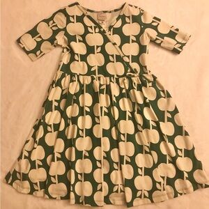 Hanna Andersson Green and White Kids Dress USED